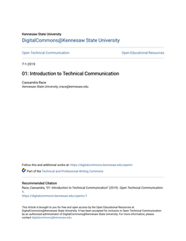 01: Introduction to Technical Communication