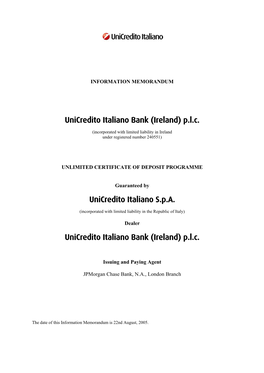 Unicredito Italiano Bank (Ireland) P.L.C