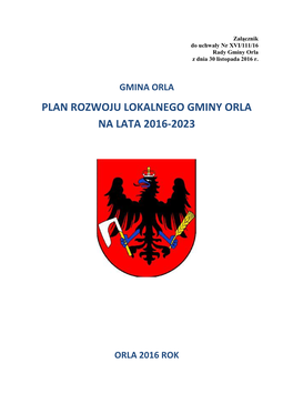 Plan Rozwoju Lokalnego Gminy Orla Na Lata 2016-2023