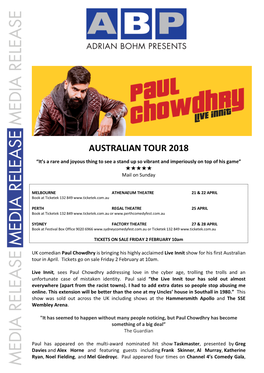 Australian Tour 2018