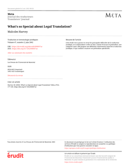 What's So Special About Legal Translation?