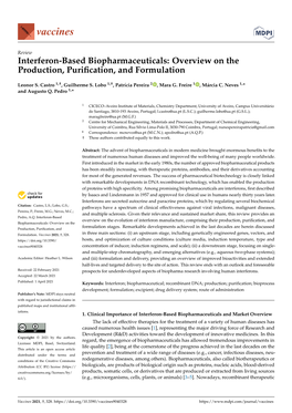 Interferon-Based Biopharmaceuticals: Overview on the Production, Puriﬁcation, and Formulation