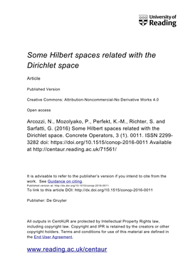 Some Hilbert Spaces Related with the Dirichlet Space