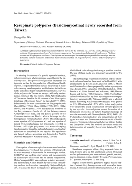 Resupinate Polypores (Basidiomycotina) Newly Recorded from Taiwan