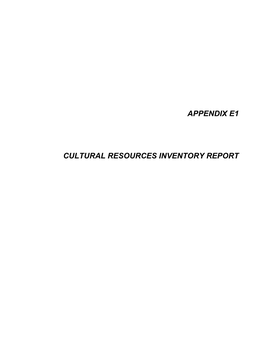 Cultural Resources Inventory Report and Addendum