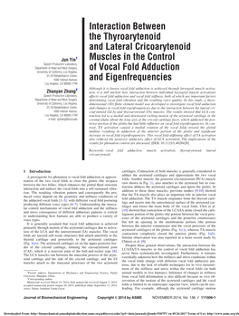 Interaction Between the Thyroarytenoid and Lateral Cricoarytenoid