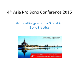 National Programmes in a Global Pro Bono Practice