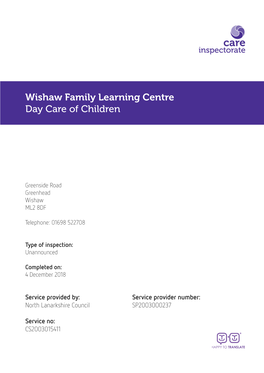 Wishaw Family Learning Centre Day Care of Children