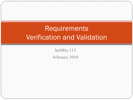 Verification and Validation