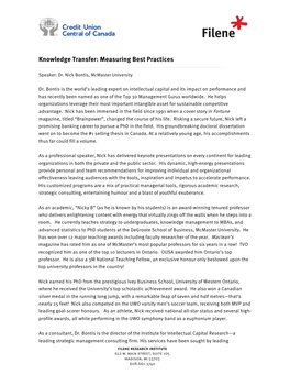 Knowledge Transfer: Measuring Best Practices