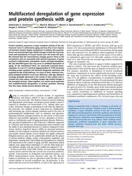 Multifaceted Deregulation of Gene Expression and Protein Synthesis with Age