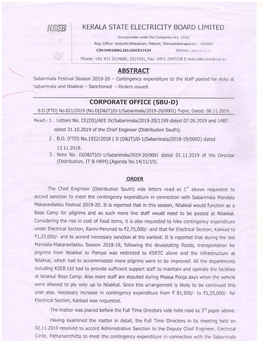 Corporate OFFTCE (SBU-D) B.O.(Frd) No.82112019 (No.D(D&IT)/D-L/Sabarimala/2O19-20/0001) Tvpm, Dated: 06.11.20Te