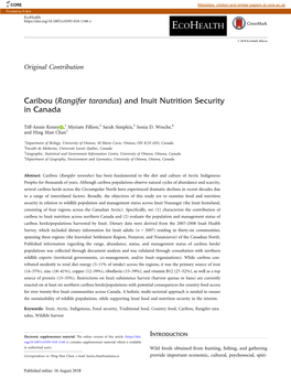 Caribou (Rangifer Tarandus) and Inuit Nutrition Security in Canada