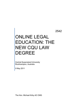 Online Legal Education: the New Cqu Law Degree