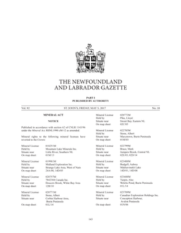 The Newfoundland and Labrador Gazette