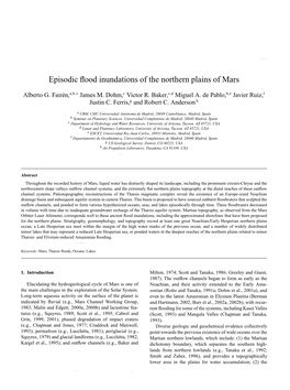 Episodic Flood Inundations of the Northern Plains of Mars