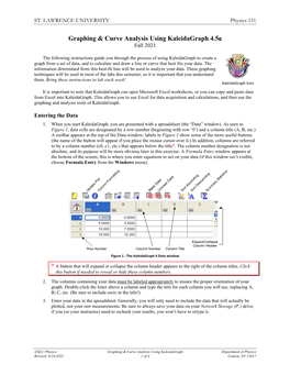 Graphing & Curve Analysis Using Kaleidagraph 4.5©