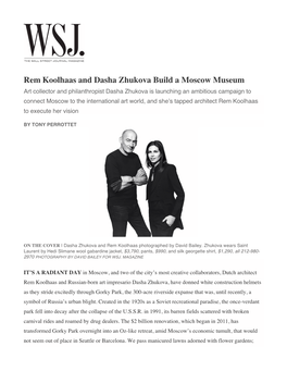 Rem Koolhaas and Dasha Zhukova Build a Moscow Museum