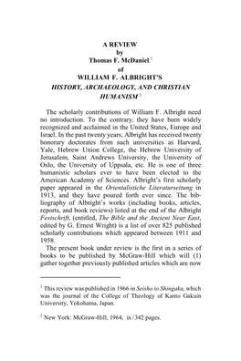 A REVIEW by Thomas F. Mcdaniel.1 of WILLIAM F. ALBRIGHT's