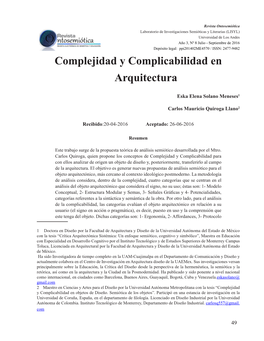 Complejidad Y Complicabilidad En Arquitectura