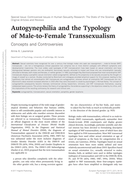 Autogynephilia and the Typology of Male-To-Female Transsexualism