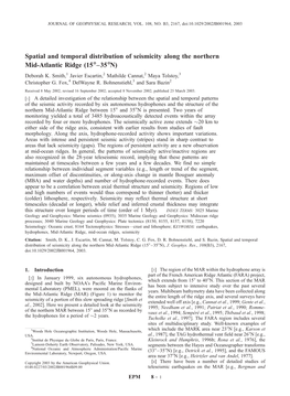 Spatial and Temporal Distribution of Seismicity Along the Northern Mid-Atlantic Ridge (15°–35°N) Deborah K