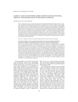 Habitat Use of Wintering Bird Communities in Sonora, Mexico: the Importance of Riparian Habitats