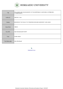 PHYLOGENY and ZOOGEOGRAPHY of the SUPERFAMILY COBITOIDEA (CYPRINOIDEI, Title CYPRINIFORMES)