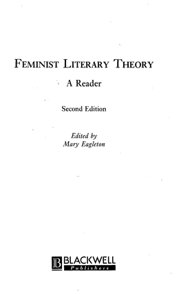 FEMINIST LITERARY THEORY a Reader