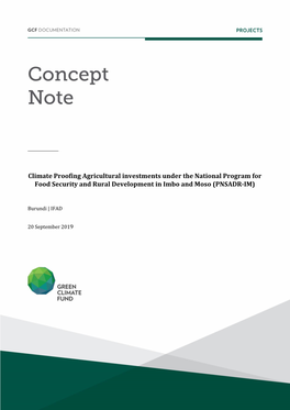 Climate Proofing Agricultural Investments Under the National Program for Food Security and Rural Development in Imbo and Moso (PNSADR-IM)