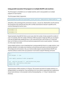 Using Parallel Execution Perl Program on Multiple Biohpc Lab Machines