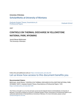 Controls on Thermal Discharge in Yellowstone National Park, Wyoming