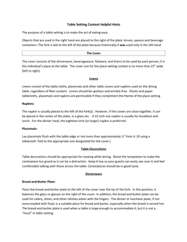 Table Setting Contest Helpful Hints