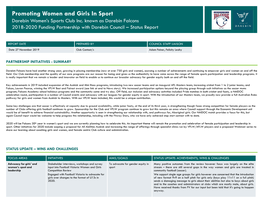 Promoting Women and Girls in Sport Partnership Agreement Outcomes