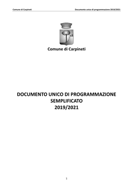 Documento Unico Di Programmazione Semplificato 2019/2021