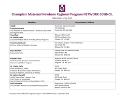 Champlain Maternal Newborn Regional Program NETWORK