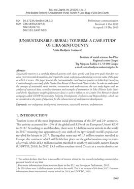 (Rural) Tourism: a Case Study of Lika-Senj County
