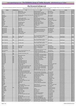 Callsign List This List Was Not Designed for Publication However Due to Several Requests I Have Decided to Make It Downloadable