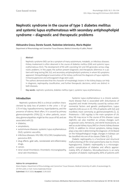 Nephrotic Syndrome in the Course of Type 1 Diabetes Mellitus And