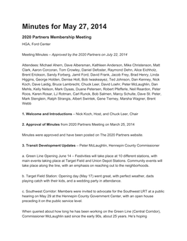Meeting Minutes – Approved by the 2020 Partners on July 22, 2014 ​