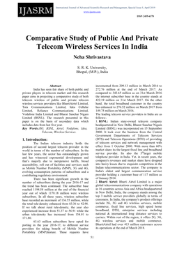 Comparative Study of Public and Private Telecom Wireless Services in India