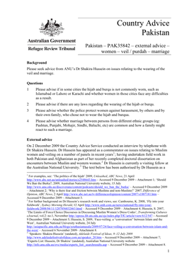 Pakistan – PAK35842 – External Advice –Women – Veil / Purdah