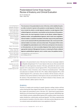 Posterolateral Corner Knee Injuries: Review of Anatomy and Clinical Evaluation Eric W