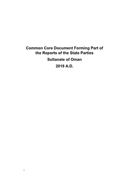 Common Core Document Forming Part of the Reports of the State Parties Sultanate of Oman 2019 A.D