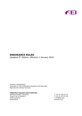 Rules for Endurance Events, Effective 2007