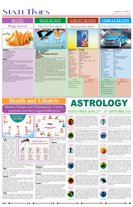 ASTROLOGY Symptoms and Their Biggest Differences WEEKLY PREDICTIONS 20ST –– 26TH SEPTEMBER 2020