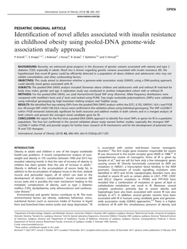 Identification of Novel Alleles Associated with Insulin Resistance In