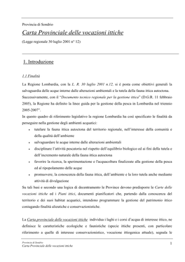 Carta Provinciale Delle Vocazioni Ittiche