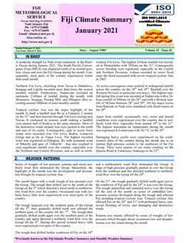 Fiji Climate Summary January 2021