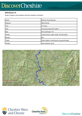 NCN Route 75 Route 75 Takes in the Cheshire Route from Audlem to Winsford